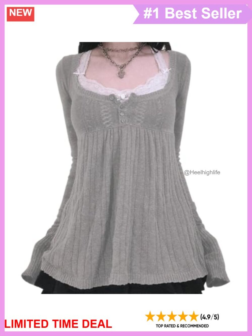 Womens Y2K Knit Sweater Long Sleeve Crop Top Pullover